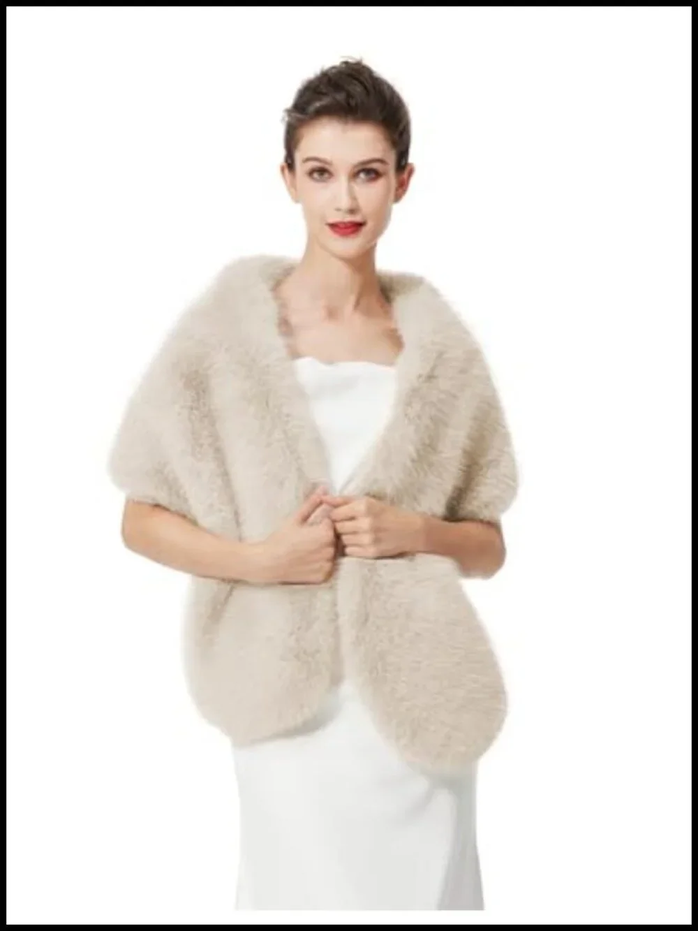 Luxury Faux Fur Shawl Wrap Stole Bridal Wedding Party Pashmina
